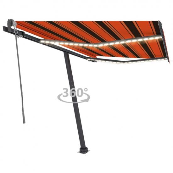 Narancssárga-barna szélérzékelős és LED-es napellenző 300x250cm