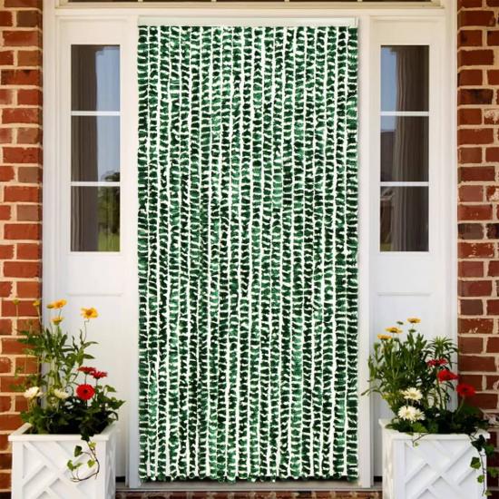 Zöld és fehér zsenília rovarfüggöny 100 x 230 cm