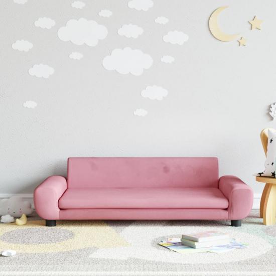 Rózsaszín bársony gyerek kanapé 100 x 54 x 33 cm