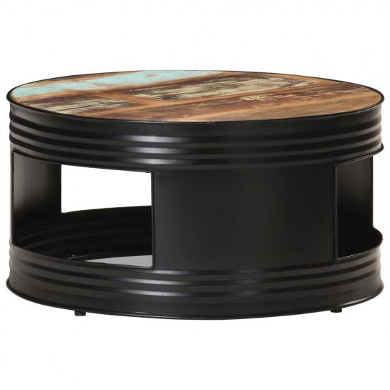 Fekete tömör újrahasznosított fa dohányzóasztal 68 x 68 x 36 cm