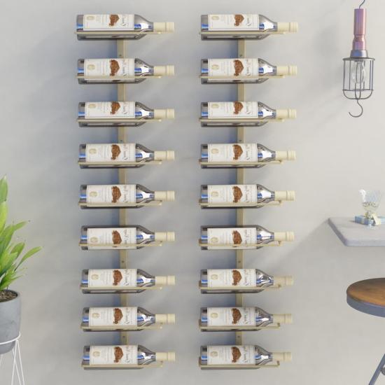 2 db arany vas falra szerelhető bortartó állvány 9 palacknak