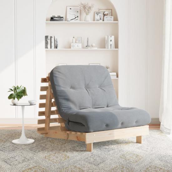 Tömör fenyőfa futon kanapéágy matraccal 90 x 206 x 11 cm