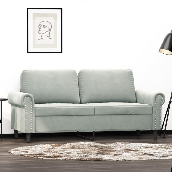 Kétszemélyes világosszürke bársony kanapé 140 cm