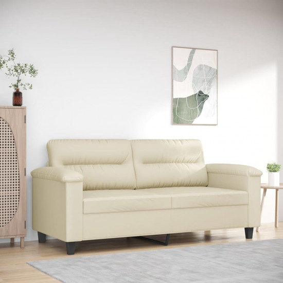 2 személyes krémszínű műbőr kanapé 140 cm