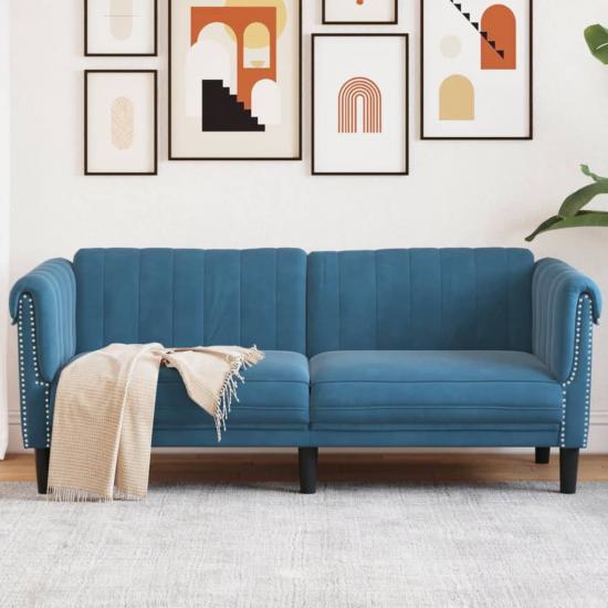 2 személyes kék bársony kanapé