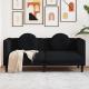Fekete bársony kétszemélyes kanapé párnákkal