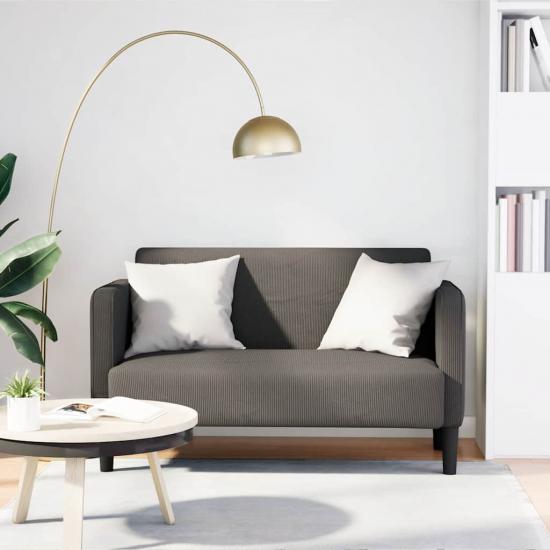 Világosszürke kordbársony szövet loveseat kanapé 109 cm