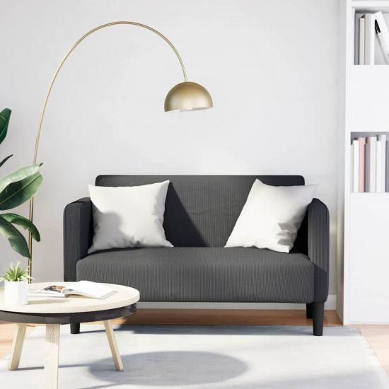 Sötétszürke kordbársony szövet loveseat kanapé 109 cm