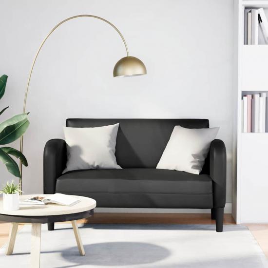 Fekete műbőr loveseat kanapé 110 cm