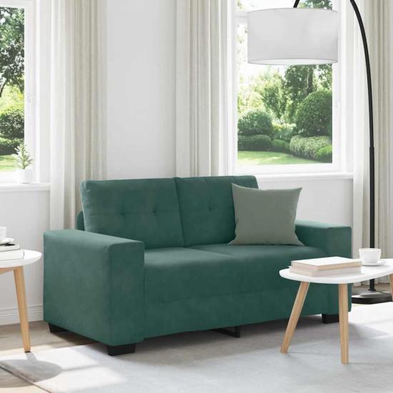 Sötétzöld bársony loveseat kanapé 120 cm