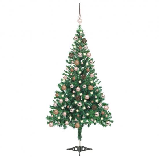 Megvilágított műkarácsonyfa 564 ággal gömb szettel 180 cm