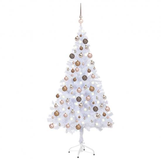 Megvilágított műkarácsonyfa 380 ággal gömb szettel 150 cm