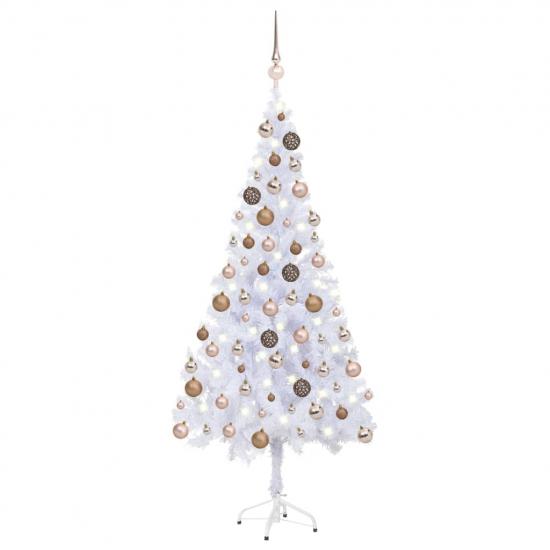 Megvilágított műkarácsonyfa 620 ággal gömb szettel 180 cm