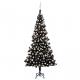 Fekete PVC megvilágított műkarácsonyfa gömb szettel 210 cm