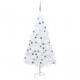 Fehér PVC megvilágított műkarácsonyfa gömb szettel 180 cm