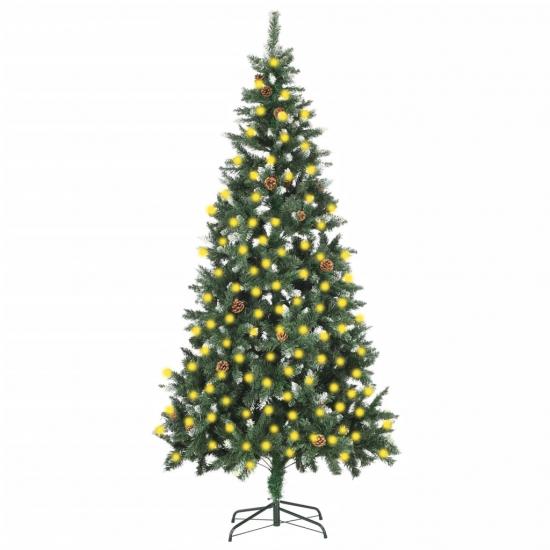 Megvilágított műkarácsonyfa tobozzal 210 cm