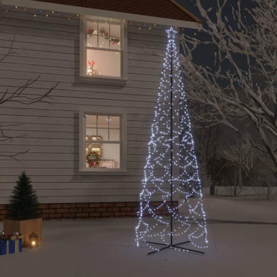 Kúp alakú karácsonyfa 1400 hideg fehér LED-del 160 x 500 cm