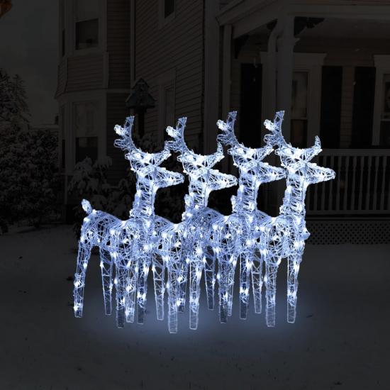 4 db akril karácsonyi rénszarvas 160 hideg fehér LED-del