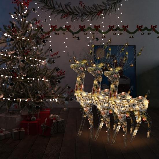3 db színes akril karácsonyi rénszarvas dekoráció 120 cm