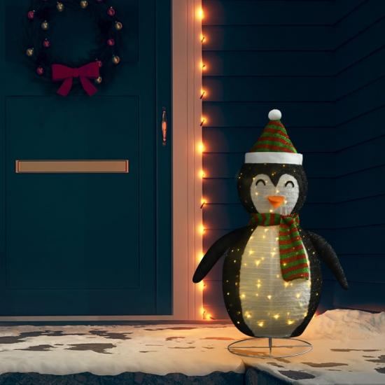 Dekoratív luxus szövet karácsonyi LED-es pingvinfigura 120 cm