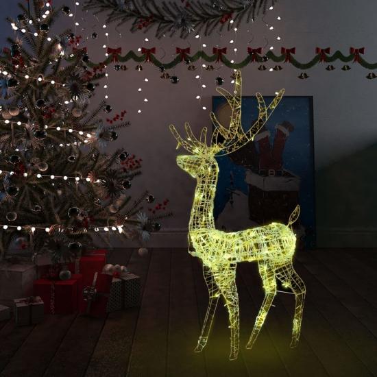 Meleg fehér akril karácsonyi rénszarvas dísz 140 LED-del 120 cm