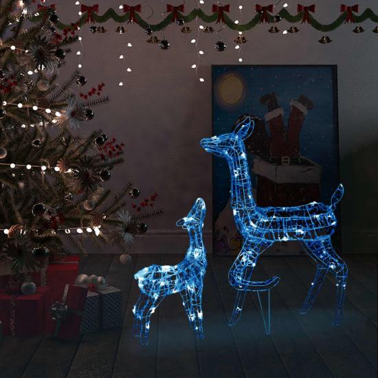 160 LED-es kék akril karácsonyi rénszarvascsalád