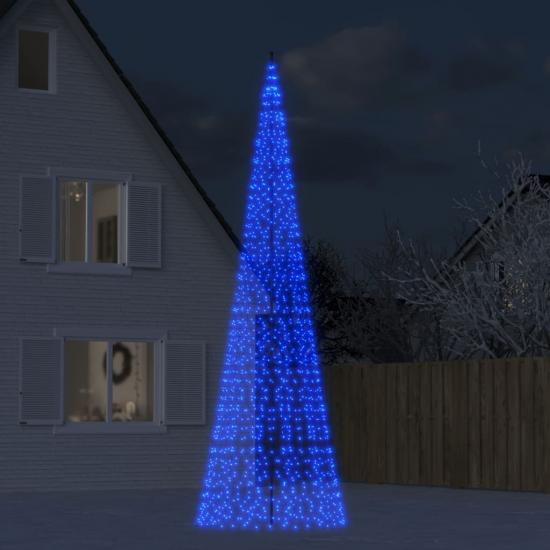 Kék karácsonyfa lámpa zászlórúdon 1534 LED-del 500 cm