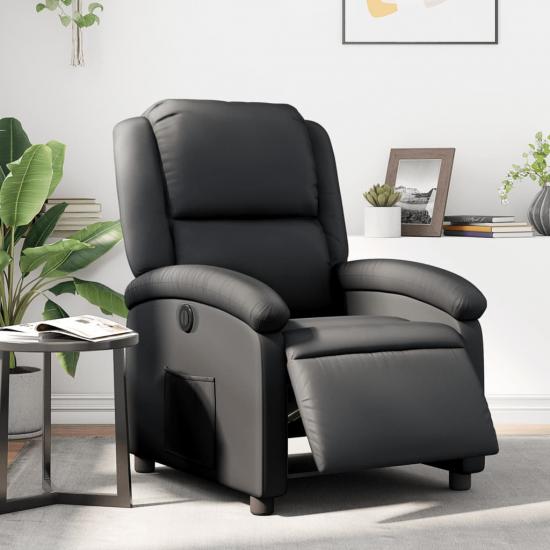 Fekete valódi bőr elektromos dönthető fotel