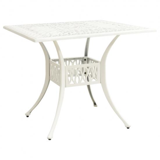 Fehér öntött alumínium kerti asztal 90 x 90 x 73 cm