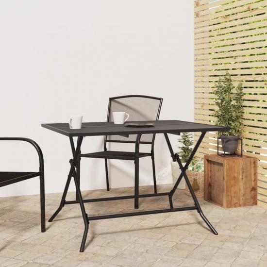 Antracit acélhálós összecsukható kerti asztal 110 x 80 x 72 cm