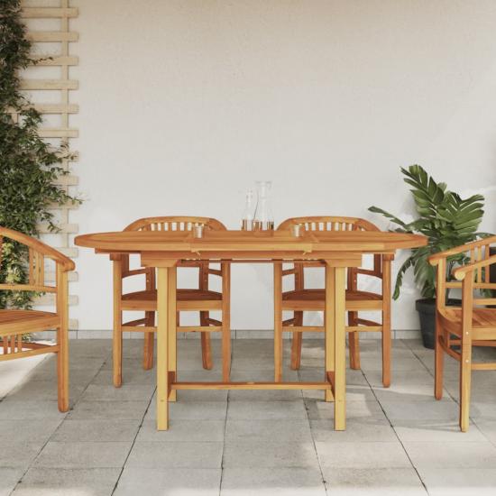 Kihúzható tömör tíkfa kerti asztal 110-160 x 80 x 75 cm