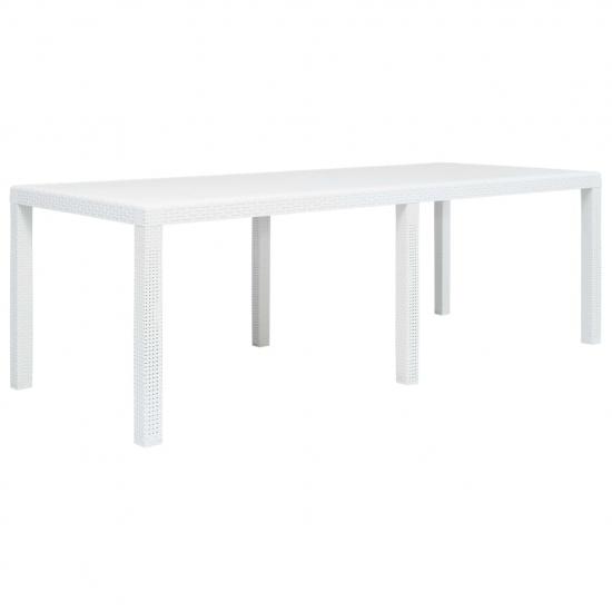 Fehér rattan hatású műanyag kerti asztal 220 x 90 x 72 cm