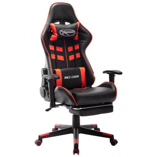 Fekete és piros műbőr gamer szék lábtámasszal