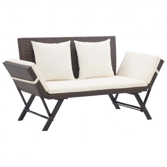 Barna polyrattan kerti pad párnával 176 cm