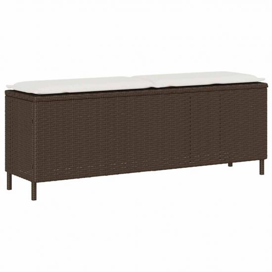 Barna polyrattan kerti pad párnával 110x30x40,5 cm