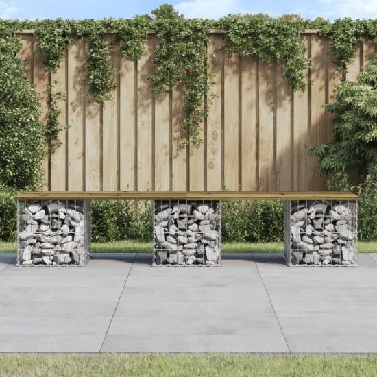 Impregnált fenyőfa gabion kerti pad 203 x 31 x 42 cm