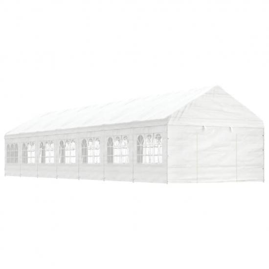 Fehér polietilén pavilon tetővel 15,61 x 4,08 x 3,22 m
