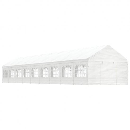 Fehér polietilén pavilon tetővel 20,07 x 4,08 x 3,22 m