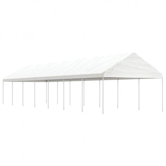Fehér polietilén pavilon tetővel 15,61 x 4,08 x 3,22 m