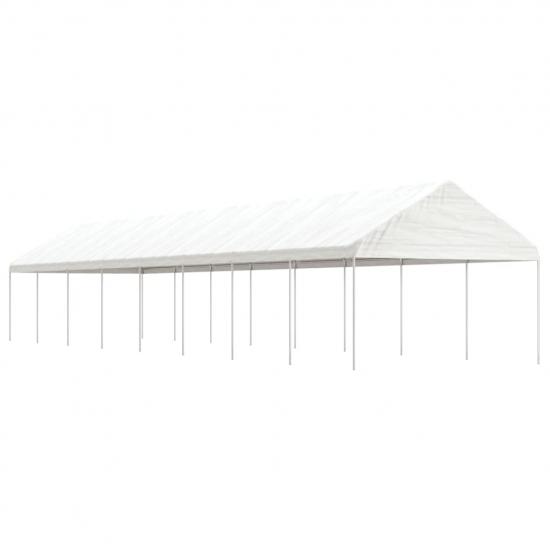Fehér polietilén pavilon tetővel 17,84 x 4,08 x 3,22 m