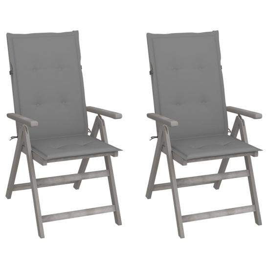 2 db dönthető tömör akácfa kerti szék párnával