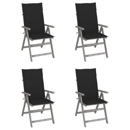 4 db dönthető tömör akácfa kerti szék párnával