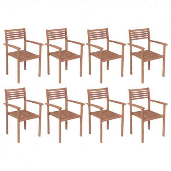 8 db rakásolható tömör tíkfa kerti szék