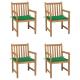 4 db tömör tíkfa kerti szék zöld párnákkal