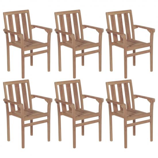 6 db rakásolható tömör tíkfa kerti szék