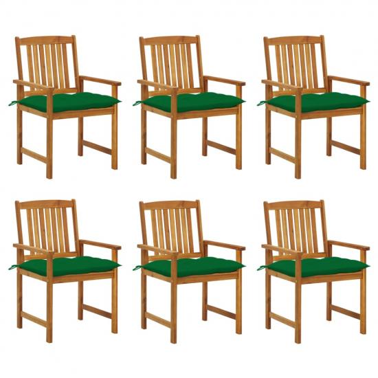 6 db tömör akácfa kerti szék párnákkal