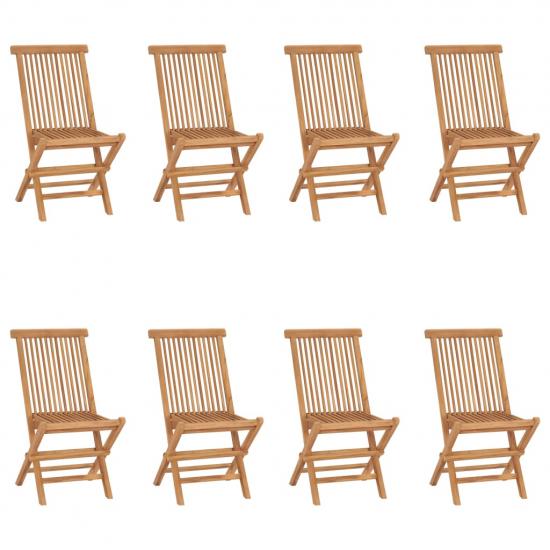 8 db tömör tíkfa összecsukható kerti szék