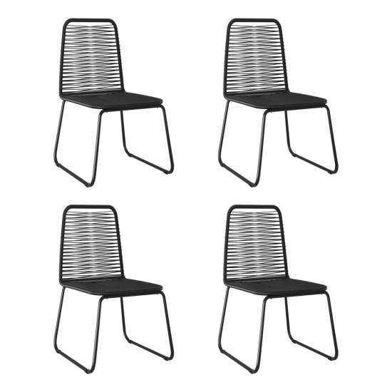 4 db fekete polyrattan kültéri szék