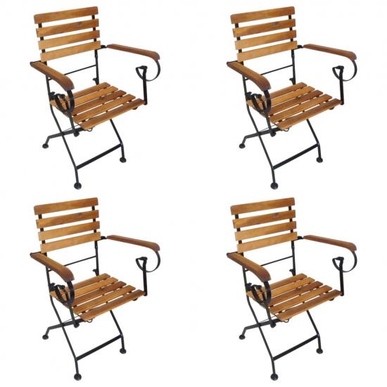 4 darab acél és tömör akácfa kerti összecsukható szék