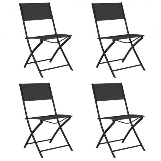 4 db fekete acél és textilén összecsukható kültéri szék